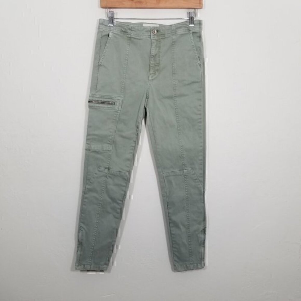 Anthropologie Stretch Jeans Zipper Leg Green Size 28
